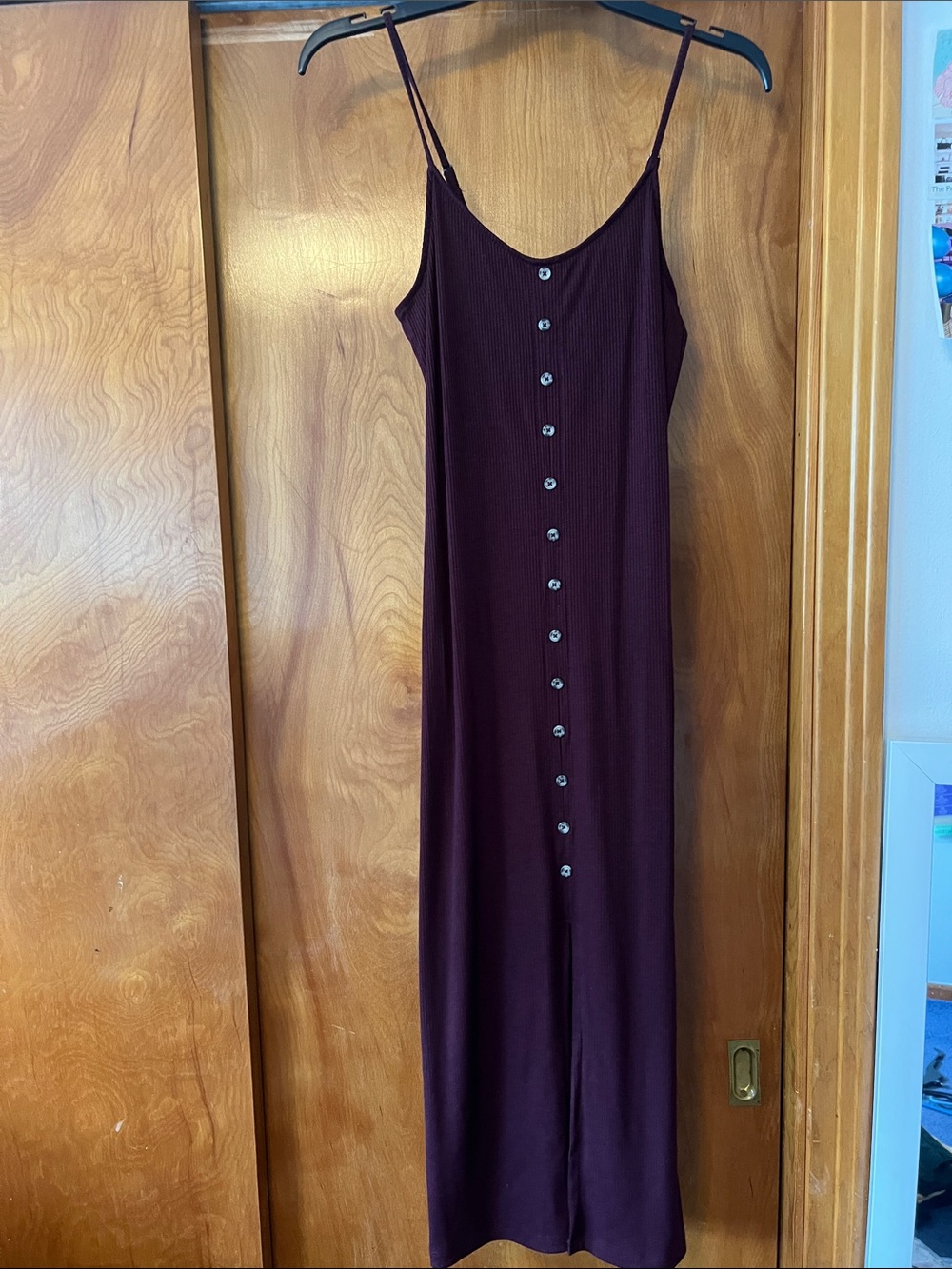 Mudd Burgundy Button-Front Maxi Slip Dress